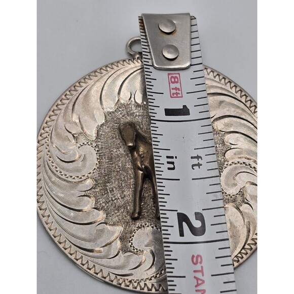 Vintage Southwestern Sterling Silver Pendant – Brass Horse Relief – Signed HE – - Picture 4 of 4